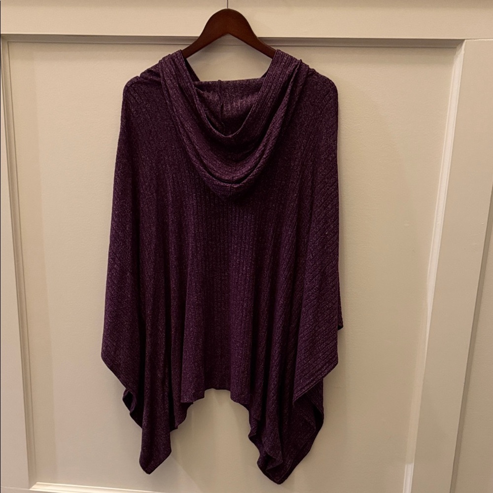 Lane Bryant Hooded Brushed Ribbed Poncho •Purple •Size 14/16 •EPC - Picture 7 of 10